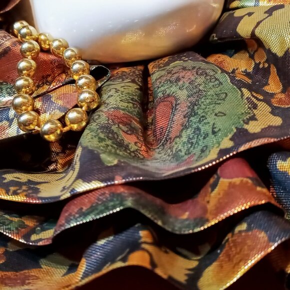 Dynamic Vintage Art Deco Ceramic Mask Brocade Lady Wall Hanging - Picture 6 of 15